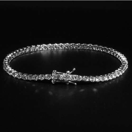 TENNIS BRACELET | 55x 5MM ROUND BRILLIANT CUT SIMULATED DIAMONDS | 925 STERLING SILVER