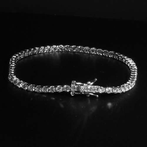 TENNIS BRACELET | 55x 5MM ROUND BRILLIANT CUT SIMULATED DIAMONDS | 925 STERLING SILVER