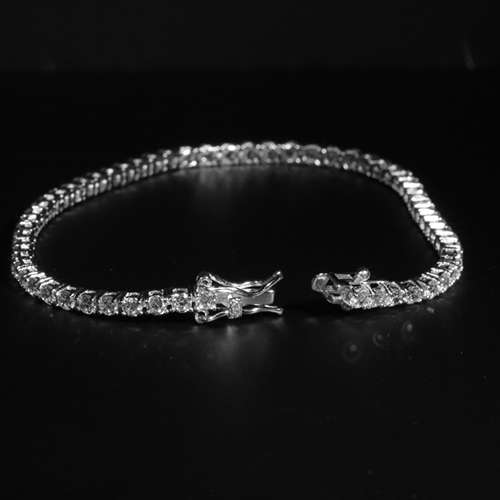 TENNIS BRACELET | 55x 5MM ROUND BRILLIANT CUT SIMULATED DIAMONDS | 925 STERLING SILVER
