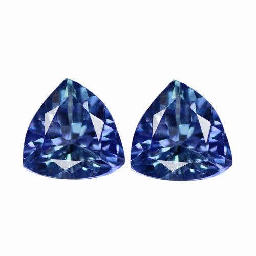 0.92cts PAIR Double Value 100% Natural TANZANITE Purplish Blue VVS - ERV R 9'440.00