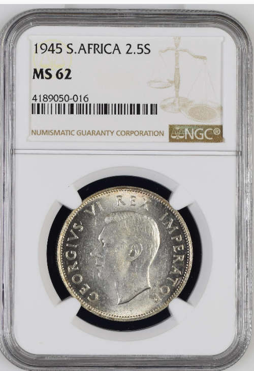 1945 2 1/2  Shilling MS62 stunning coin,full of lust and detail