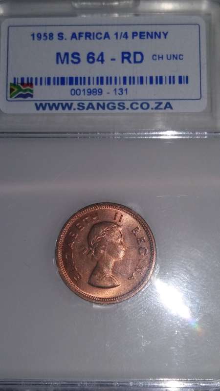1958 1/4 Penny SANGS Graded MS64 RD