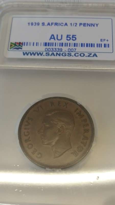 1939 1/2 Penny AU55
