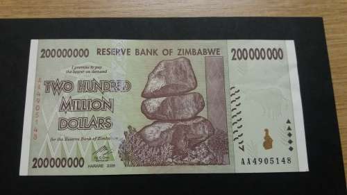 ZIMBABWE 200 MILLION DOLLARS - VERY DECENT CONDITION