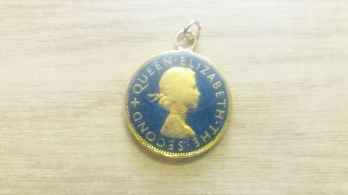 1955 Rhodesia and Nyasaland gilded & enamelled Half Crown Pendant