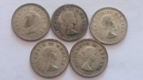 SAU SET OF 3D  SILVER TICKEYS FROM 1950'S INCLUDING 1958 CRACKED DIE