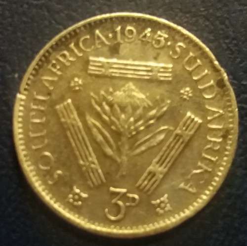 1945  Union of South Africa 3d - SAU Threepence Tickey