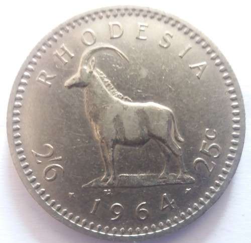 RHODESIA 1965 HALF CROWN - 25 CENTS