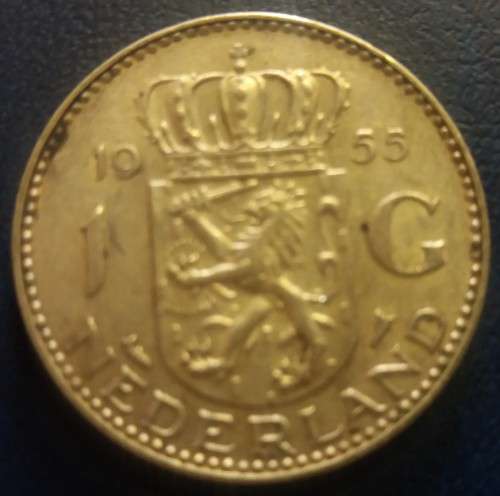 RESERVED FOR JAN - Netherlands 1955 Silver 1 Gulden  - .720 Silver 6.5 grams