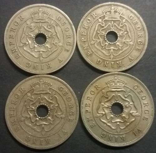 SOUTHERN RHODESIA   1934, 1936 1937 & 1939  PENNY SET (A)