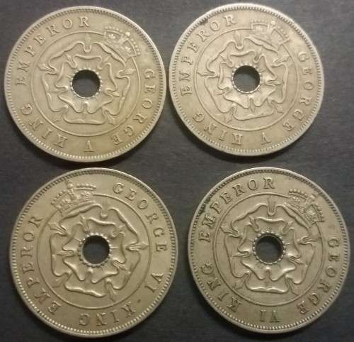 SOUTHERN RHODESIA   1934, 1936 1937 & 1939  PENNY SET (B)
