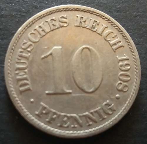 RESERVED FOR JAN ONLY 10 PFENNIG  1908A  DEUTSCHES REICH GERMAN COIN