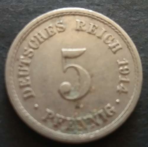FOR JAN ONLY -  5 PFENNIG  1914A  DEUTSCHES REICH GERMAN COIN