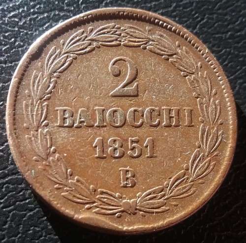 Italy 1851 2 BAIOCCHI Pius IX