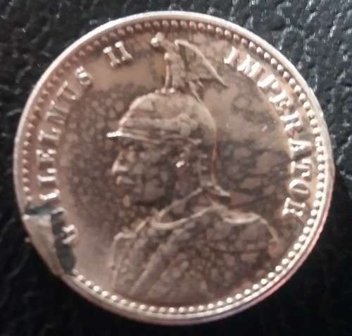 German East Africa 1910(J) 1/4 Silver Rupie - likely ex mount