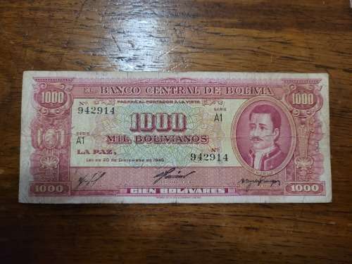 Bolivian 1945 1000 Bolivianos