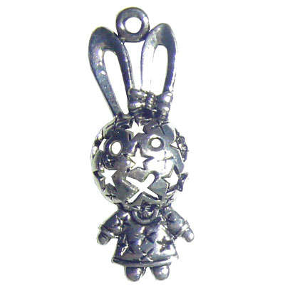 Chunky Filigree Bunny Pendant 42x15x8mm