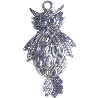 Chunky Filigree Owl Pendant 55x30x20mm