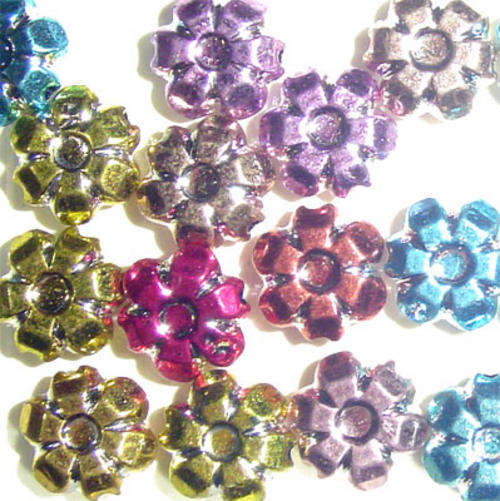 ABS Sunbeam Beads 10x4mm Flower, pack of +-20pcs