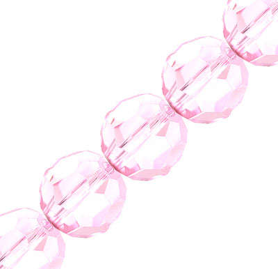 Rose Facetted Lucite Round Bead 8mm, pack of +-50pcs