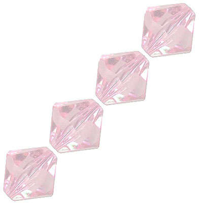 Rose Facetted Lucite Bicone Bead 6mm, pack of +-100pcs