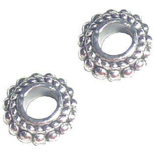 Metal Roundel Bead 7x3mm Silvertone, sold individually