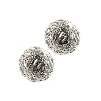 Metal Filigree Bead Silverplated 4mm, sold individually