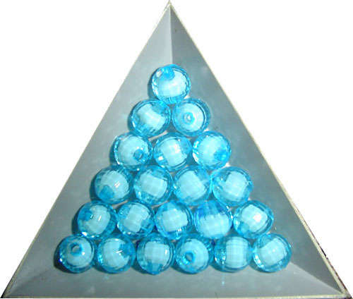Acrylic Facetted Illusion Bead in a Bead in Blue 9mm, pack of 20pcs