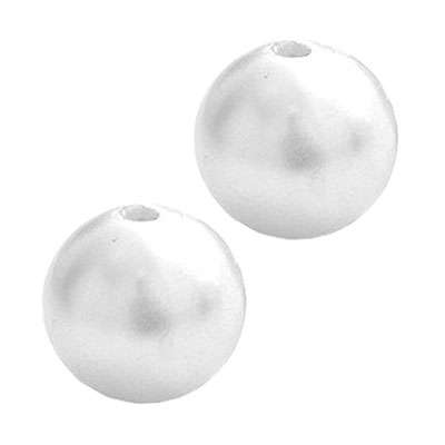 Acrylic Faux Pearls in Glossy White 6mm, pack of 50pcs