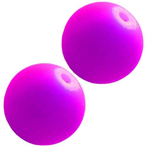 Rubberised Glass Bead in Neon Pink 10mm