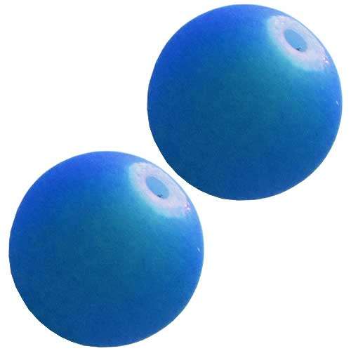 Rubberised Glass Bead in Neon Blue 10mm