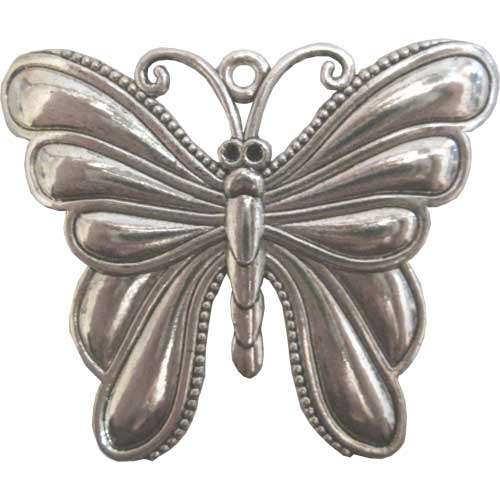 Butterfly Pendant LARGE 67x55mm Silvertone