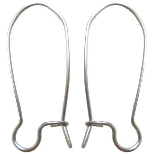 Snag Hook Earwires 30mm Silvertone, per pair/2pcs