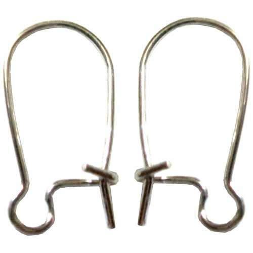Snag Hook Earwires 20mm Silvertone, per pair/2pcs