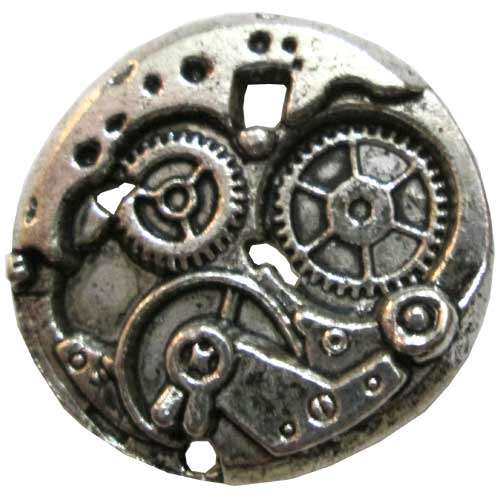 Clockworks Steampunk Pendant 23mm Silvertone