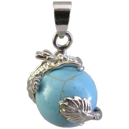 Blue Howlite with Dragon Pendant 32mm