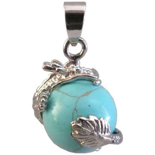 Green Howlite with Dragon Pendant 32mm