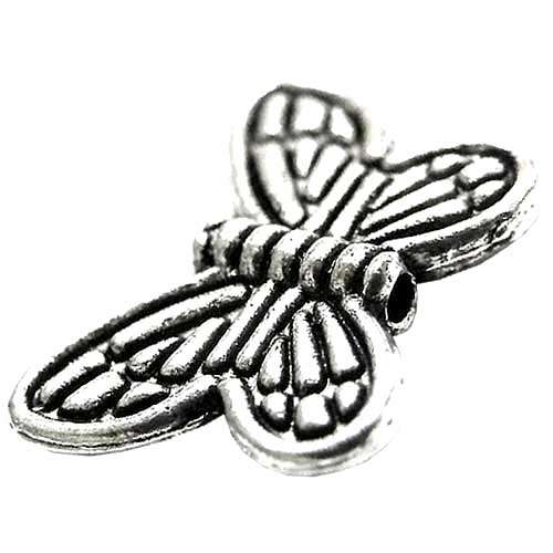 Wing Spacer Bead 14x10mm Silvertone, pack of 10pcs