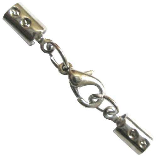 Foldover Crimp End 3mm with Lobster Clasp Silvertone, pack of 10pcs
