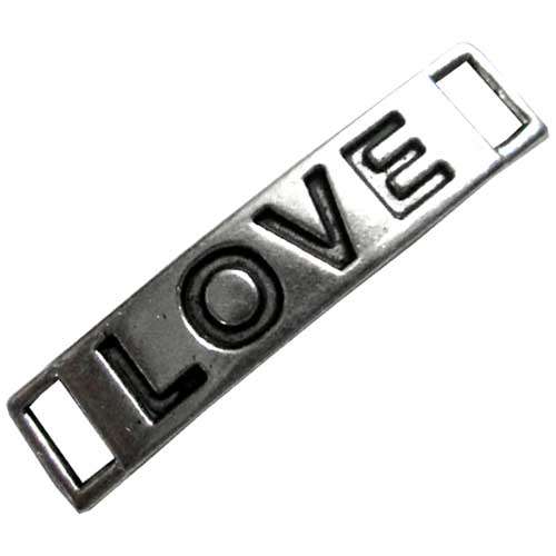 LOVE Charm 28x6mm Silvertone