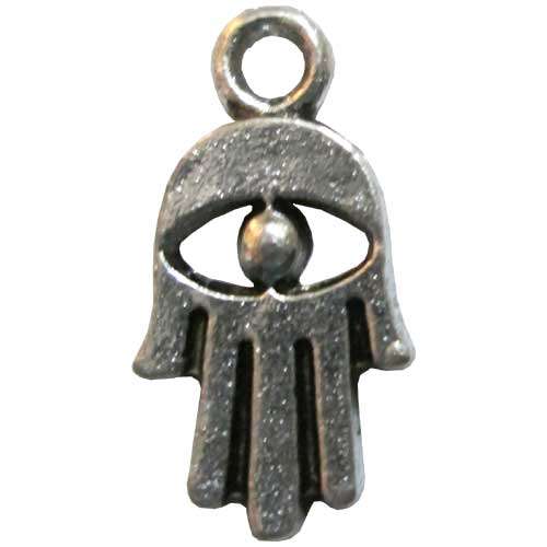 Evil Eye Hamsa Hand Talisman 16mm Silvertone, pack of 10pcs