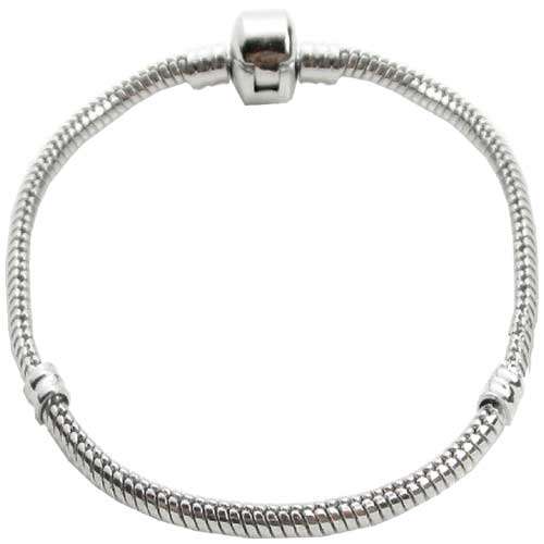 Euro Snake Chain Bracelet 4mm Silvertone, 20cm Length