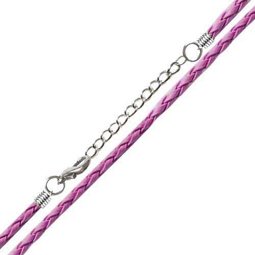 Braided Leatherette Necklace Thong 3mm with Lobster Clasp, about 42cm length with extension