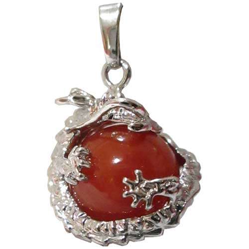 Carnelian with Dragon Pendant 32mm