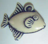 KiDz KrAft:  22.0 x 20.0 x 7.0 mm Acrylic Double-sided Fish Charm in Antique Bone Finish
