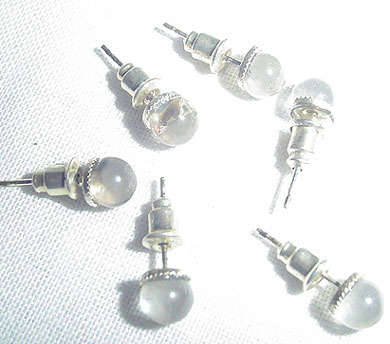 6mm Crystal Ball Earrings in Silver - Chaton-backed (colour changes from clear to light Amber)