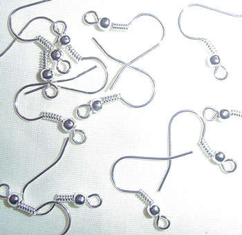 Shepherds Hook Ear Wire in Cupronickel Plated Silvertone Metal (bright & hard/good quality) per pair