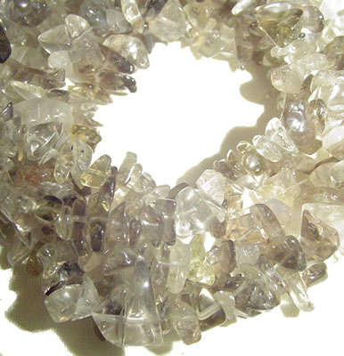 40cm++ Light SMOKY QUARTZ Drilled-through Chip Beads