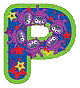 7mm Black on White Cube Alphabet Bead - The Letter P