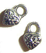 10x7x4mm Double-sided Tibetan Silver Heart Charm